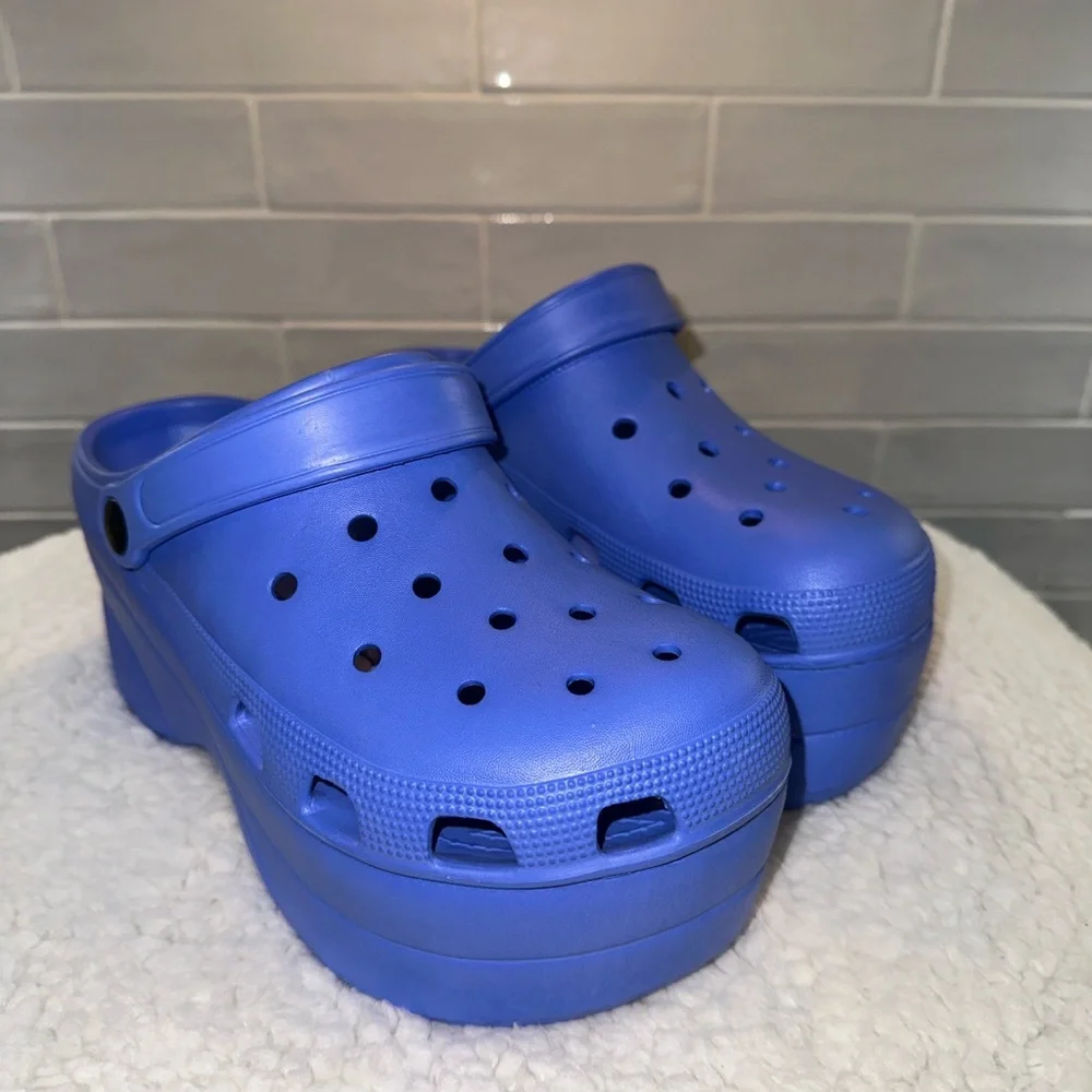 Blue Platform Clogs - Picture 1 of 8